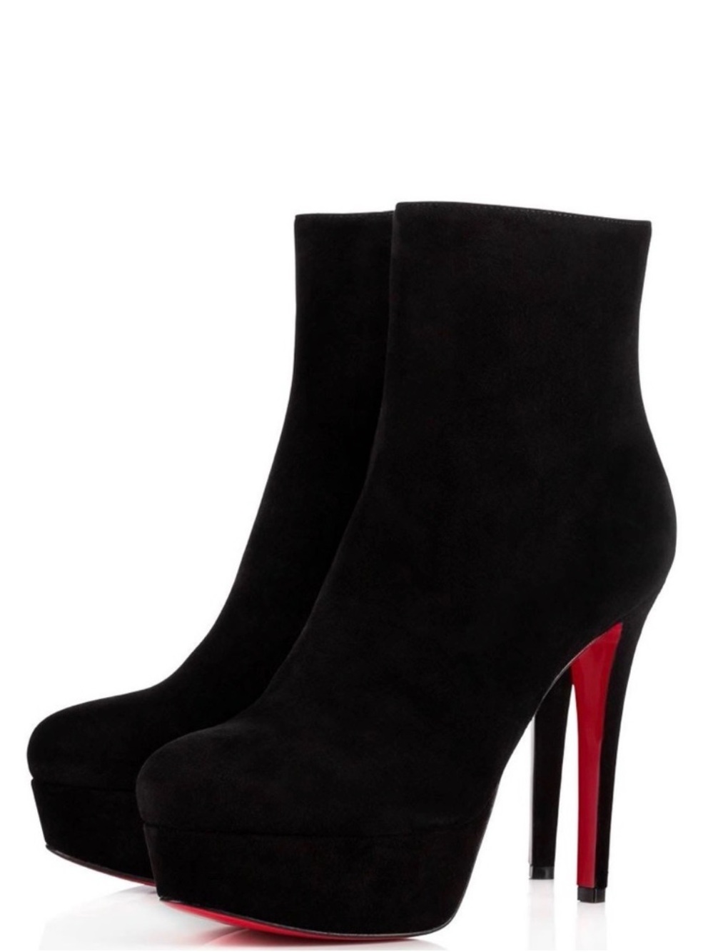 Christian Louboutin Bianca Black Suede Platform Ankle Boot with Protected soles